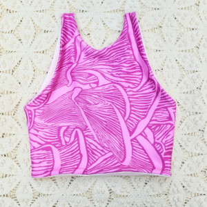 Pink full coverage mushroom Barrett Swim bikini top.